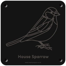 'House sparrow' rubbing plaque