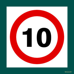 '10 mph' sign
