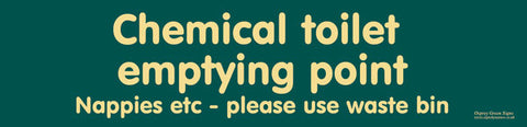 'Chemical toilet emptying point - nappies etc' sign
