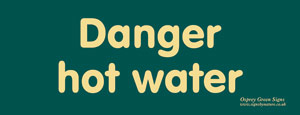 'Danger hot water' sign