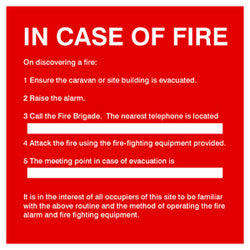 'In case of fire' sign