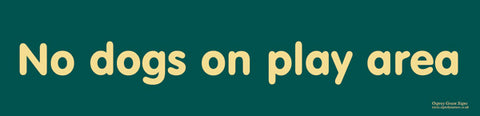 'No dogs on play area' sign