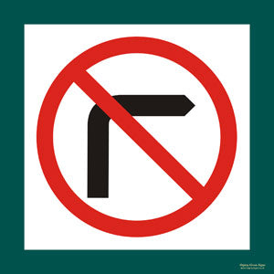 'No right turn' symbol sign
