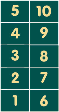 Pitch numbers 1 - 10