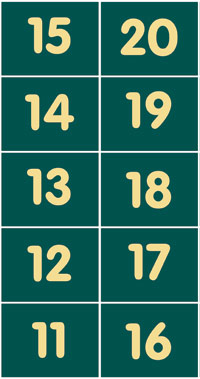 Pitch numbers 11 - 20