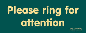 'Please ring for attention' sign