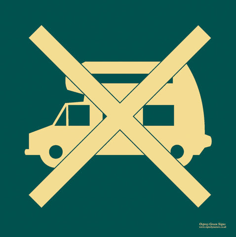 'No motor caravans' symbol sign